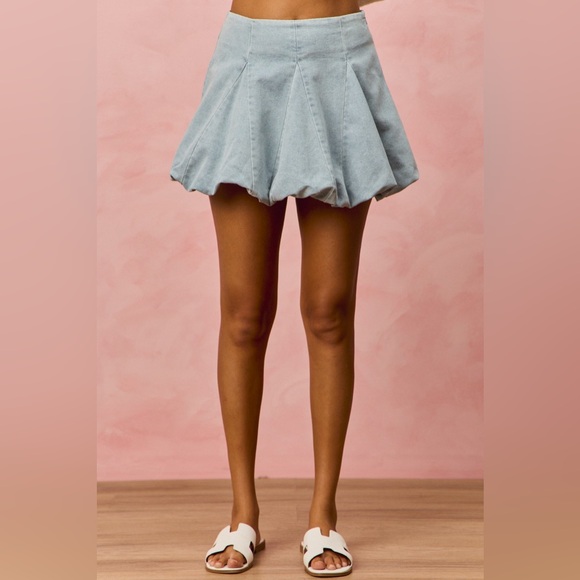 SO ME Denim Bubble Mini Skirt - Picture 4 of 8